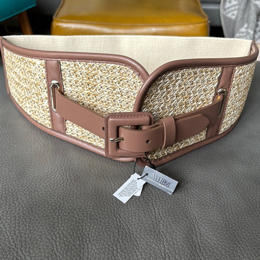 White house, black market Woven Brown Belt with Leather Accents